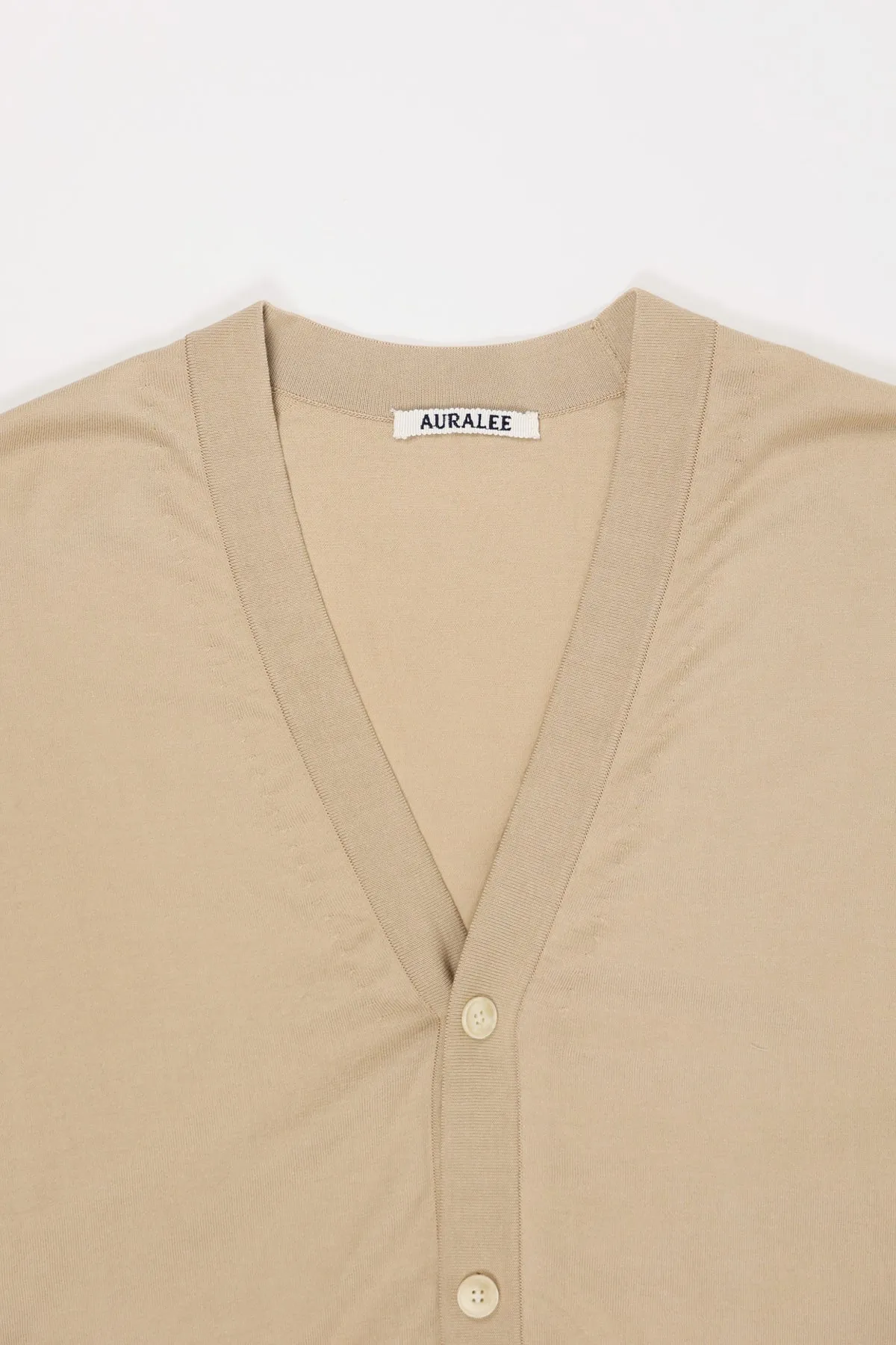 Super High Gauge Cotton Knit Cardigan - Beige