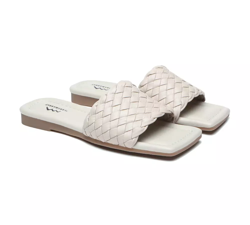 TARRAMARRA Open Square Toe Woven Flat Sandals Women Taunia