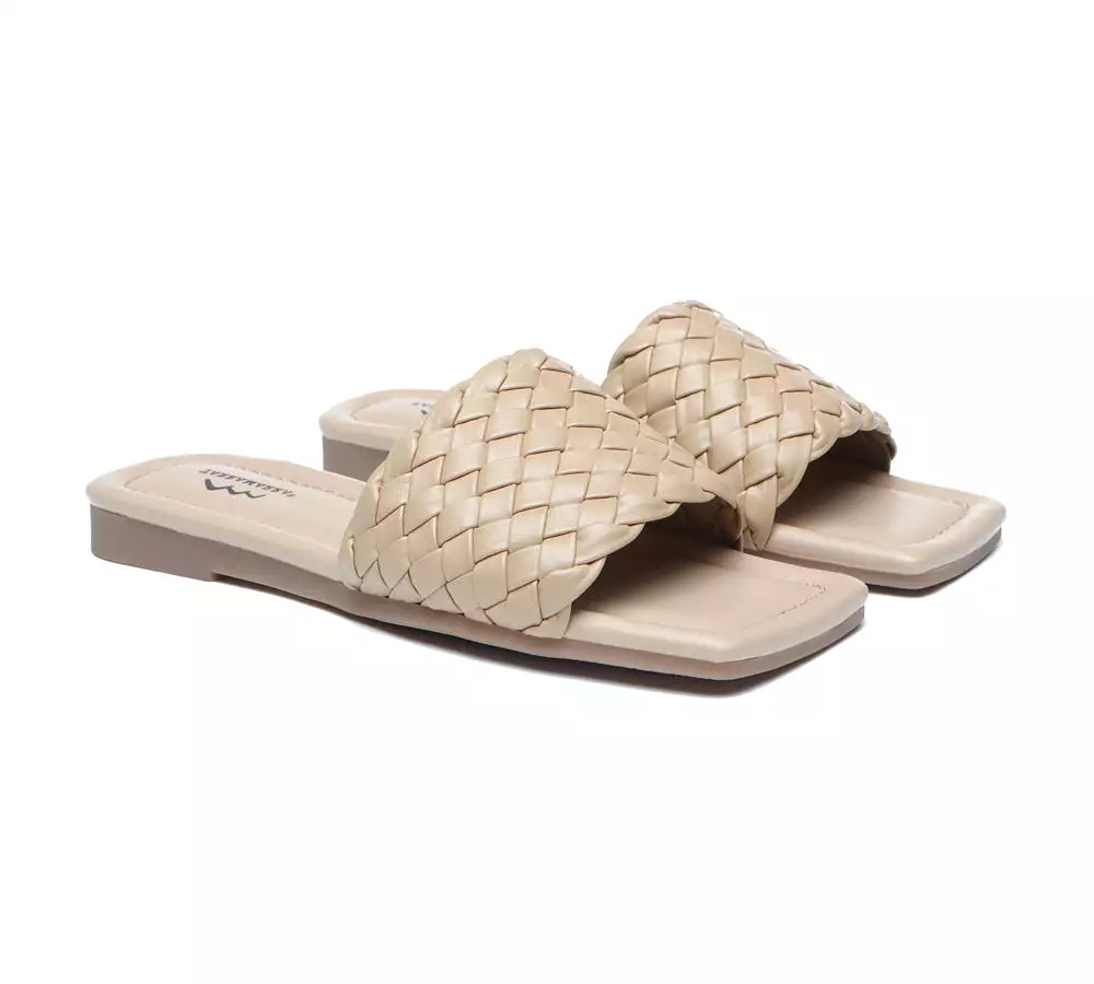 TARRAMARRA Open Square Toe Woven Flat Sandals Women Taunia