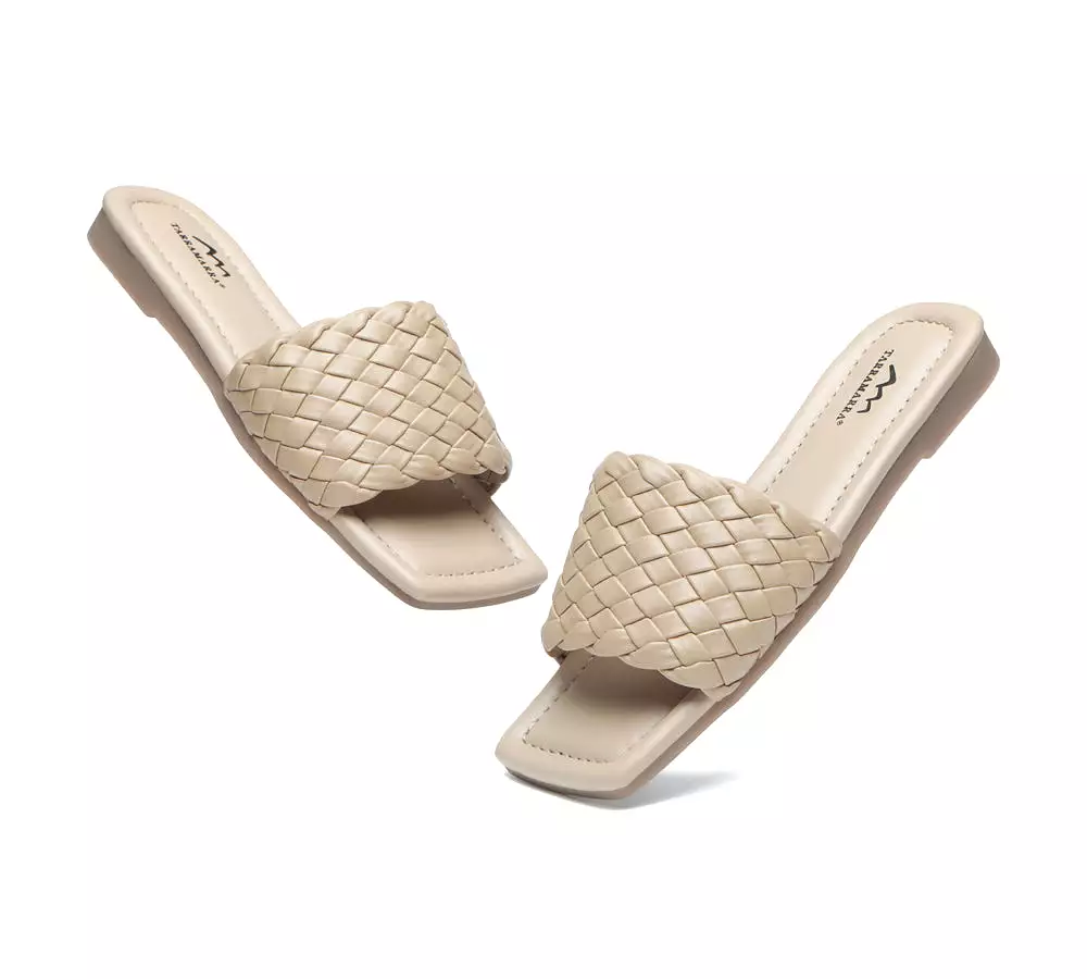 TARRAMARRA Open Square Toe Woven Flat Sandals Women Taunia