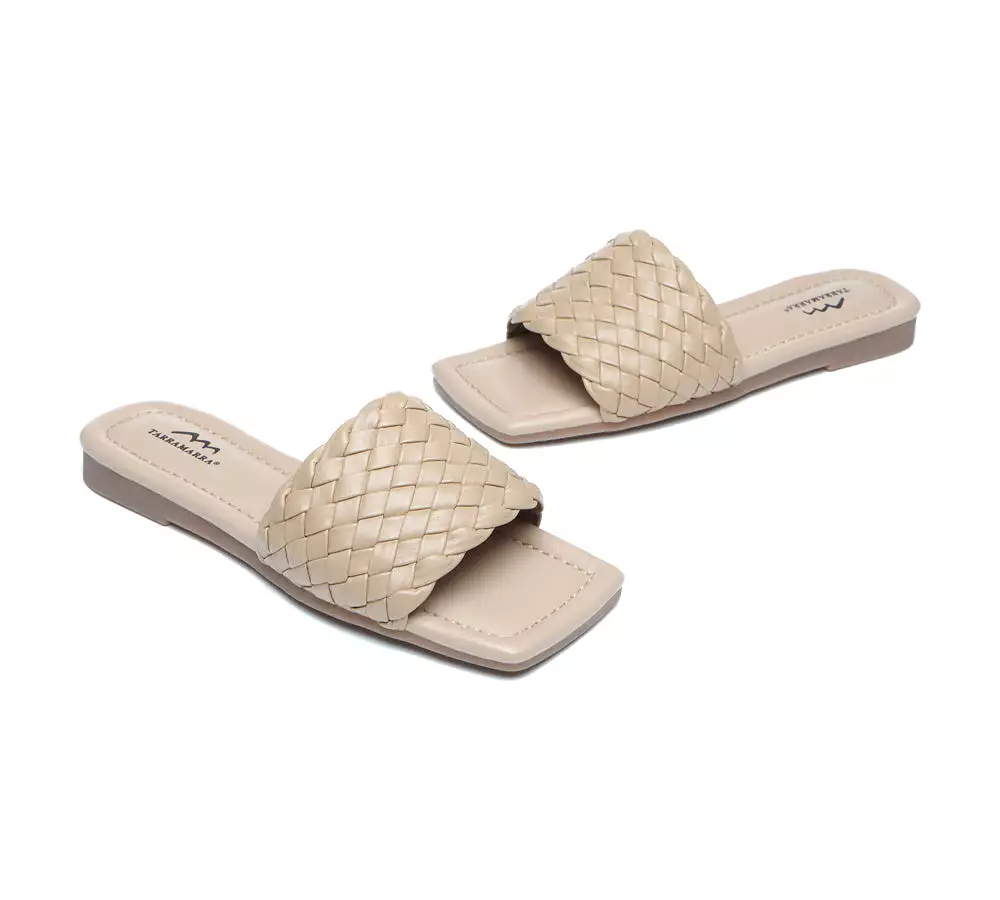 TARRAMARRA Open Square Toe Woven Flat Sandals Women Taunia