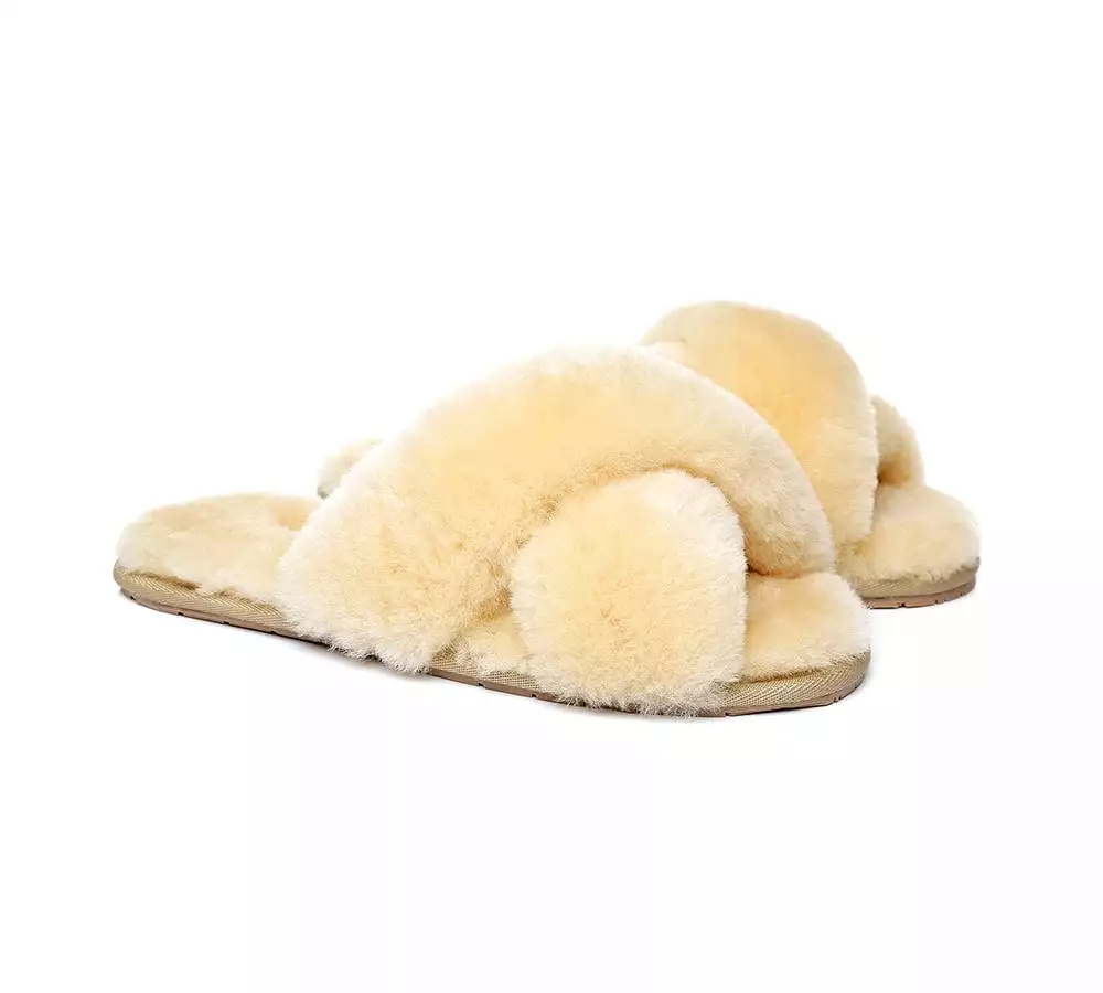 UGG Australian Shepherd Cross Fluffy Slides Linty