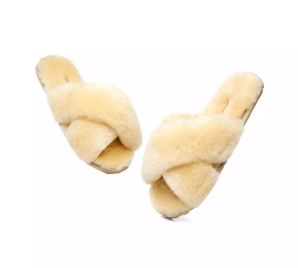 UGG Australian Shepherd Cross Fluffy Slides Linty