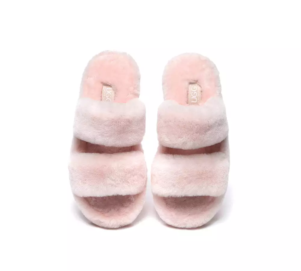 UGG Australian Shepherd Double Strap Fluffy Slides Women Jessica