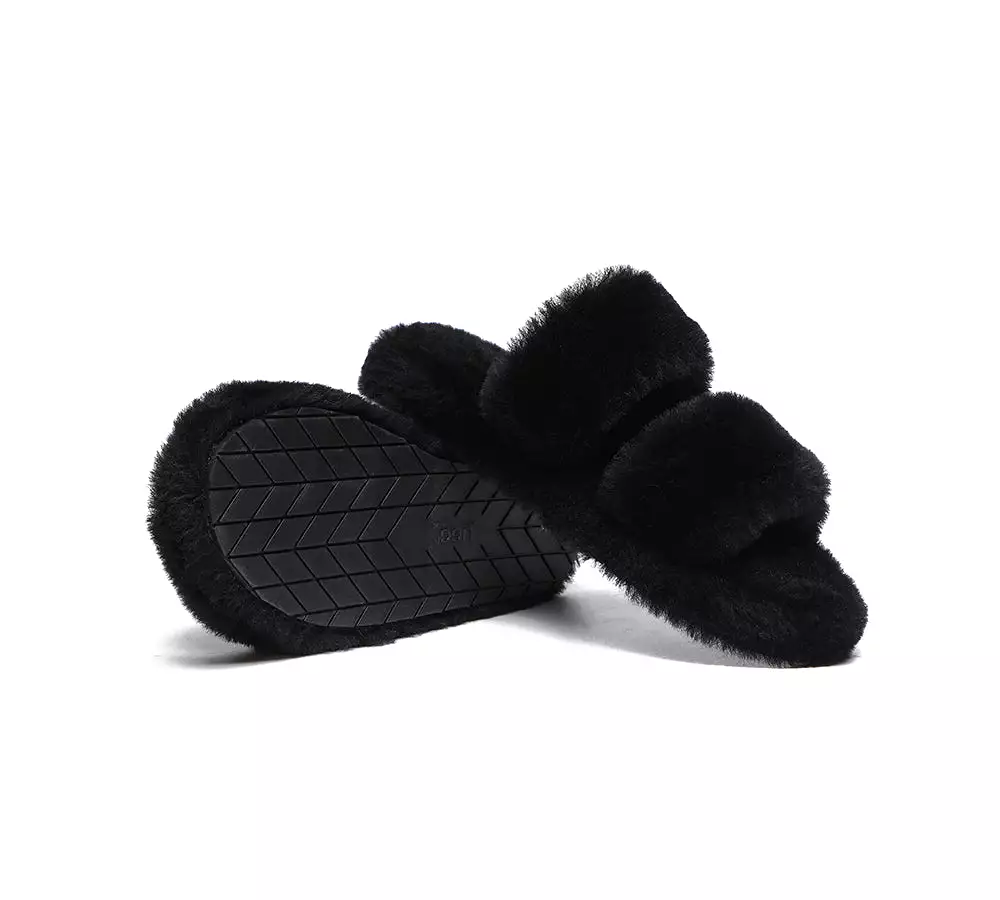 UGG Australian Shepherd Double Strap Fluffy Slides Women Jessica