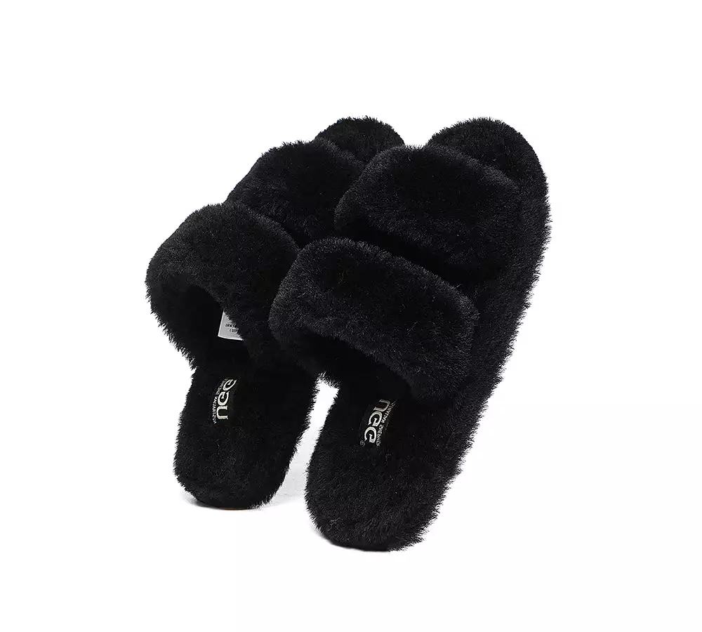 UGG Australian Shepherd Double Strap Fluffy Slides Women Jessica