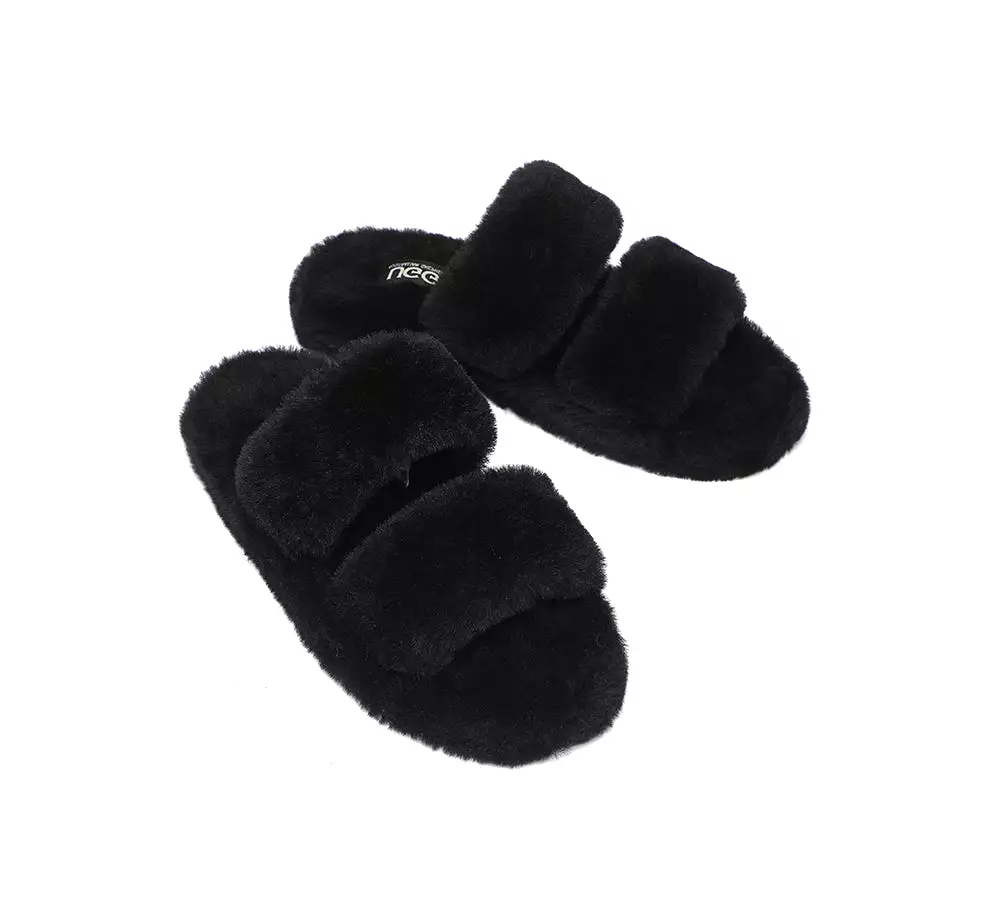 UGG Australian Shepherd Double Strap Fluffy Slides Women Jessica