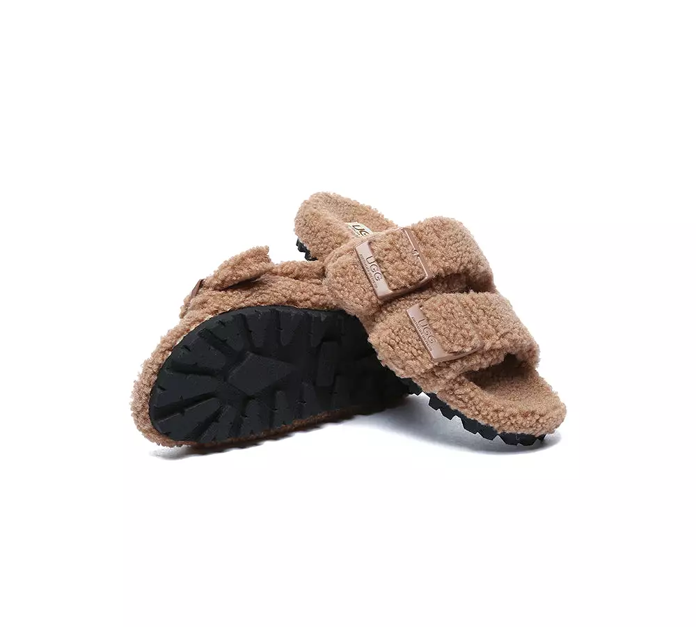 UGG AUSTRALIAN SHEPHERD Women Shearling Buckle Sandal Slides Jennie