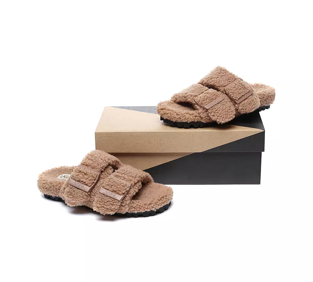 UGG AUSTRALIAN SHEPHERD Women Shearling Buckle Sandal Slides Jennie