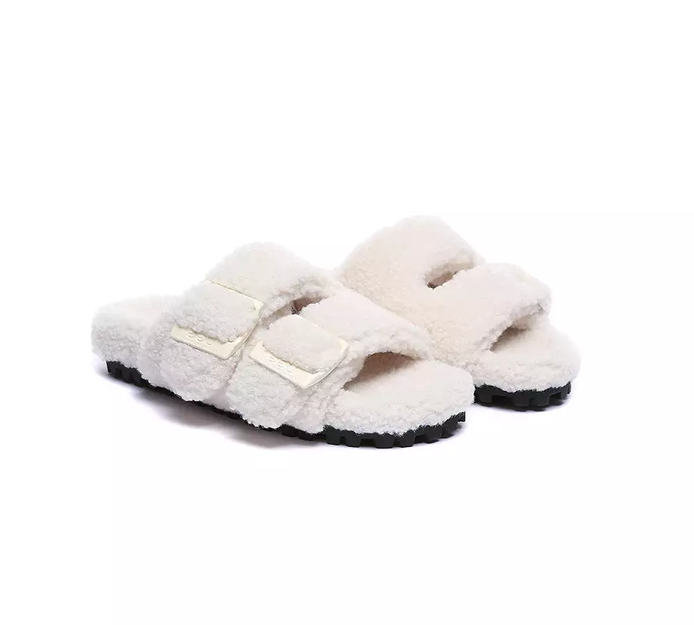 UGG AUSTRALIAN SHEPHERD Women Shearling Buckle Sandal Slides Jennie