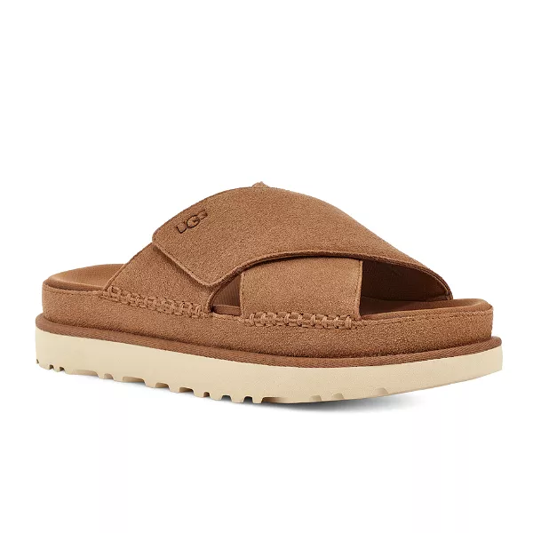 UGG Women's Goldenstar Cross Slide Chestnut