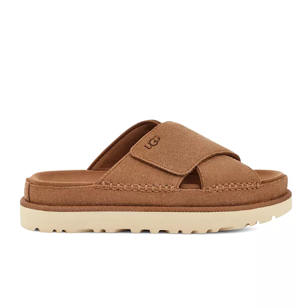 UGG Women's Goldenstar Cross Slide Chestnut