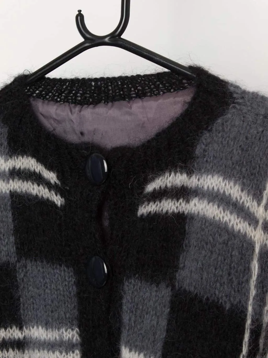 Vintage handknitted mohair cardigan, fully lined – Large / XL