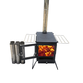 Vista 'Sista': Portable Woodburner with Carry Bag, Racks, Flue Pieces, Spark Arrestor