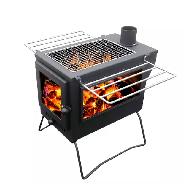 Vista 'Sista': Portable Woodburner with Carry Bag, Racks, Flue Pieces, Spark Arrestor