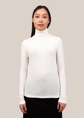 White Roll Neck Jersey Top