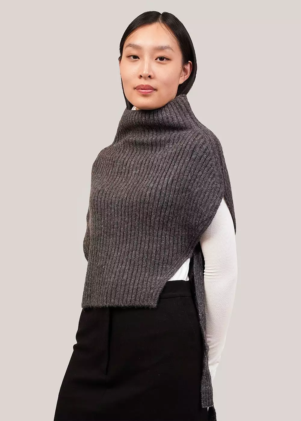 White Roll Neck Jersey Top