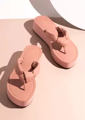 Women Peach Open Toe Comfort Sandals with Knot Details