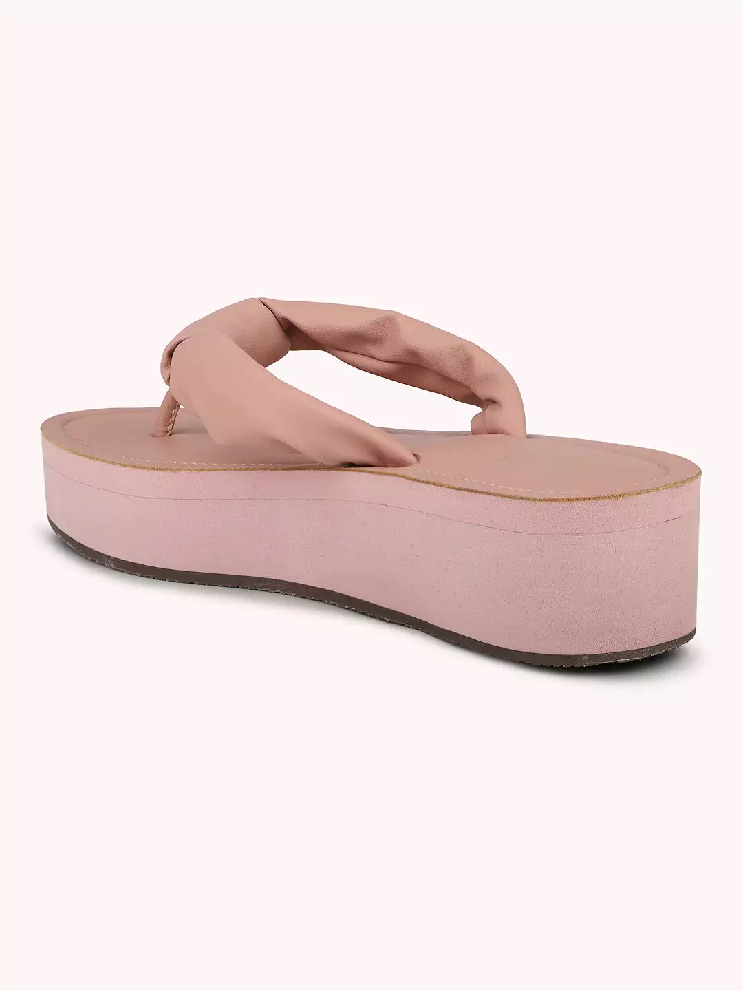 Women Peach Open Toe Comfort Sandals with Knot Details