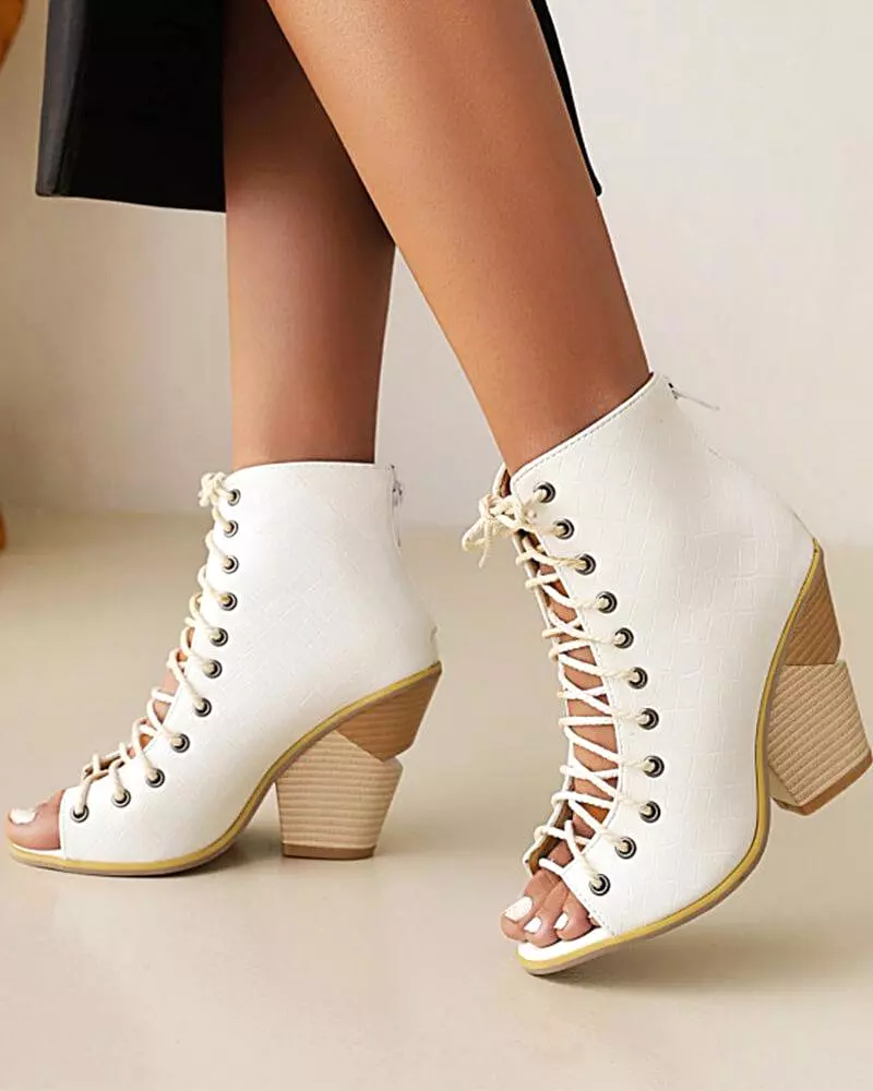 Women's Elegant Ribbon decoration Zipper Heels