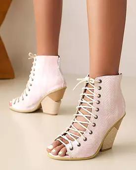 Women's Elegant Ribbon decoration Zipper Heels